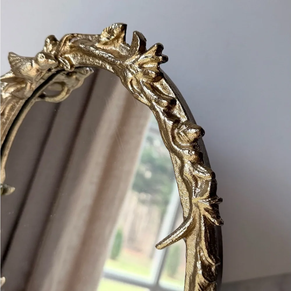 Ashland Ornate Gold Floral Oval Mirror Antique Gold Vintage Botanical Mirror
